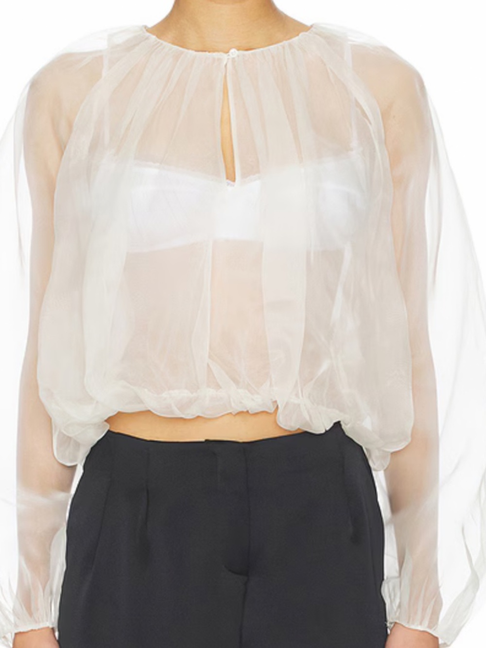 Brand New FRAME The Sheer Balloon Blouse in Cream XS - Picture 2 of 8